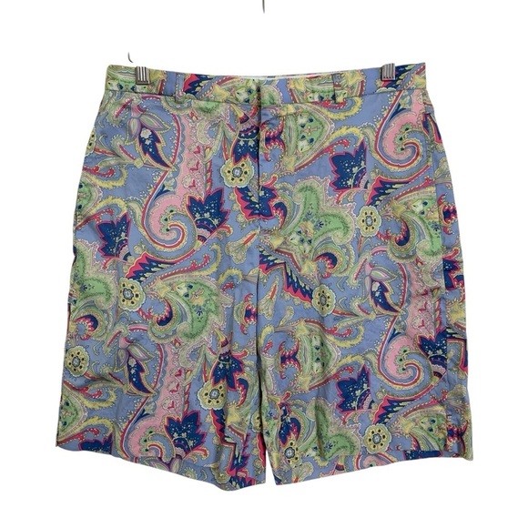 Ralph Lauren Golf Womens Paisley Bermuda Shorts Size 12 Pockets Colorful - Picture 1 of 11